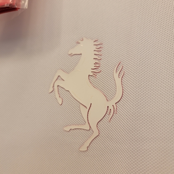 Ferrari Men's SS Recycled Tech Piquet PR Horse Polo White Size Medium NWT - Picture 7 of 17